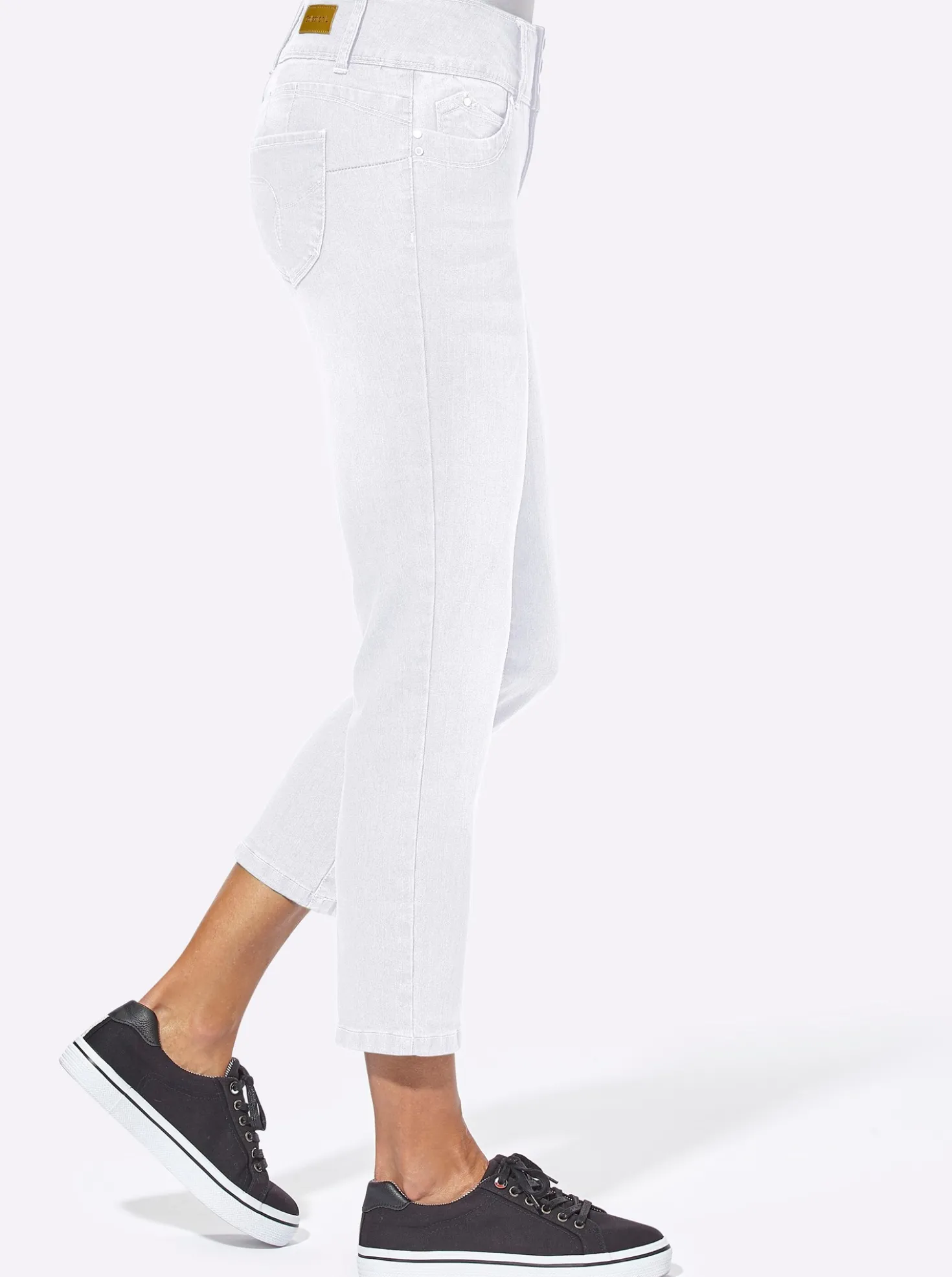 7/8-Jeans mit breitem 3-Knopf-Bund
