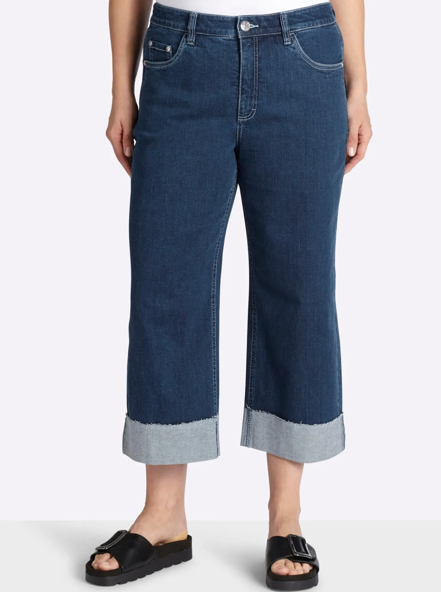 7/8-Jeans mit breitem Saum-Umschlag