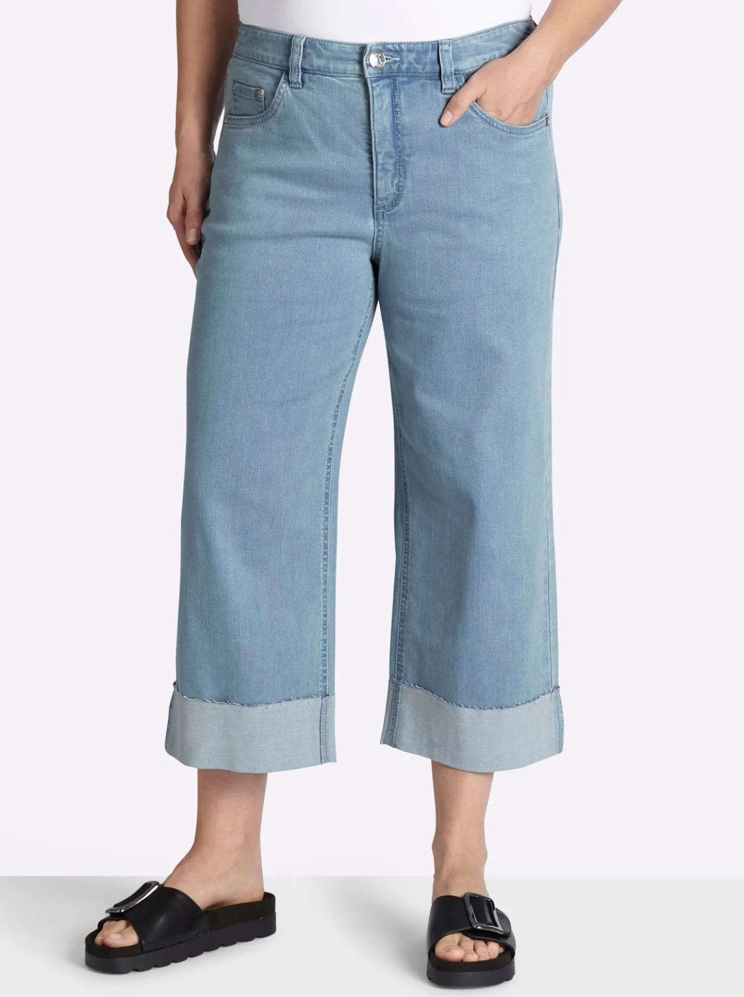 7/8-Jeans mit breitem Saum-Umschlag