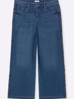 Jeans mit geflochtenen Streifen am weiten Bein