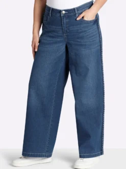 Jeans mit geflochtenen Streifen am weiten Bein