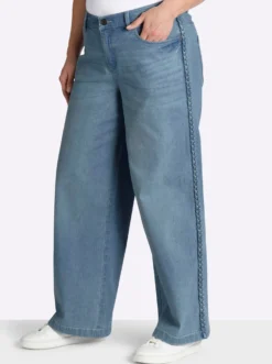 Jeans mit geflochtenen Streifen am weiten Bein
