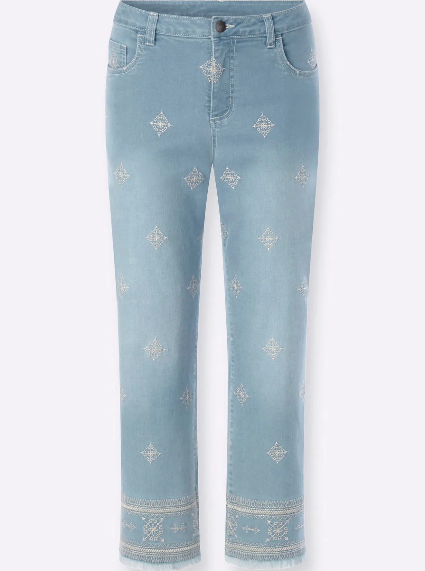 7/8-Jeans mit Kontrast-Stickerei