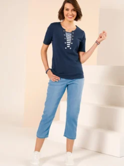 7/8-Jeans mit Reißverschluss-Blende