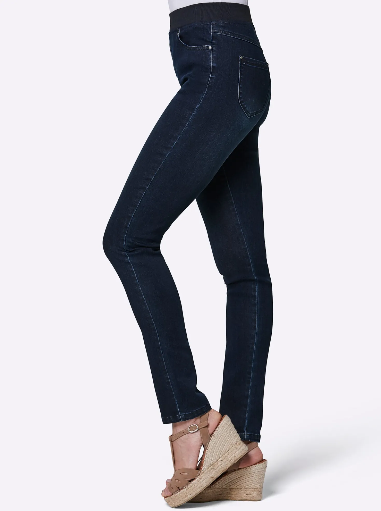 Jeans mit Rippenstrick-Bund