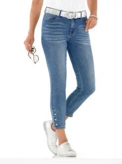 7/8-Jeans mit Schlitz am Saum