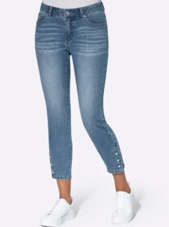 7/8-Jeans mit Schlitz am Saum
