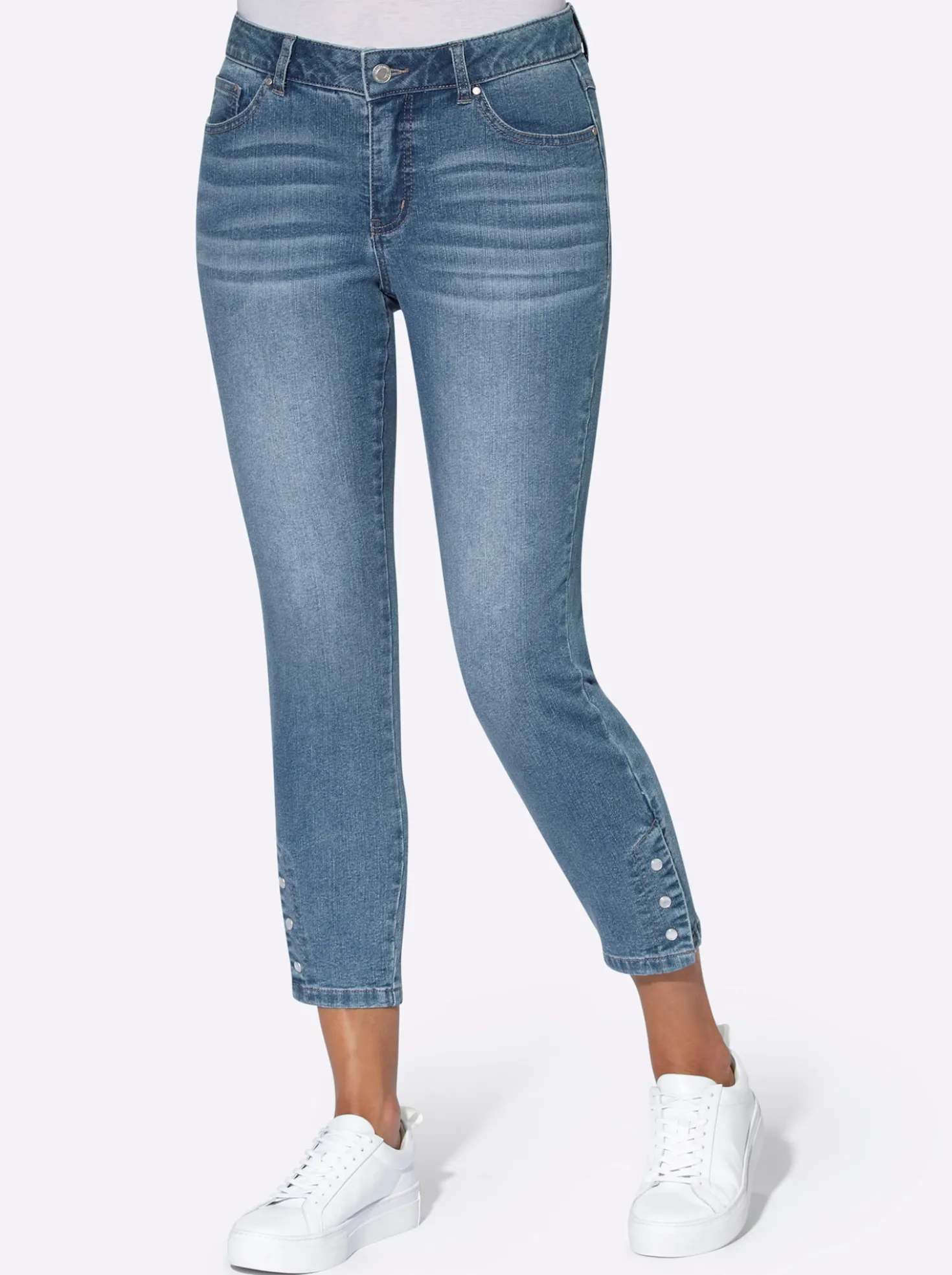 7/8-Jeans mit Schlitz am Saum