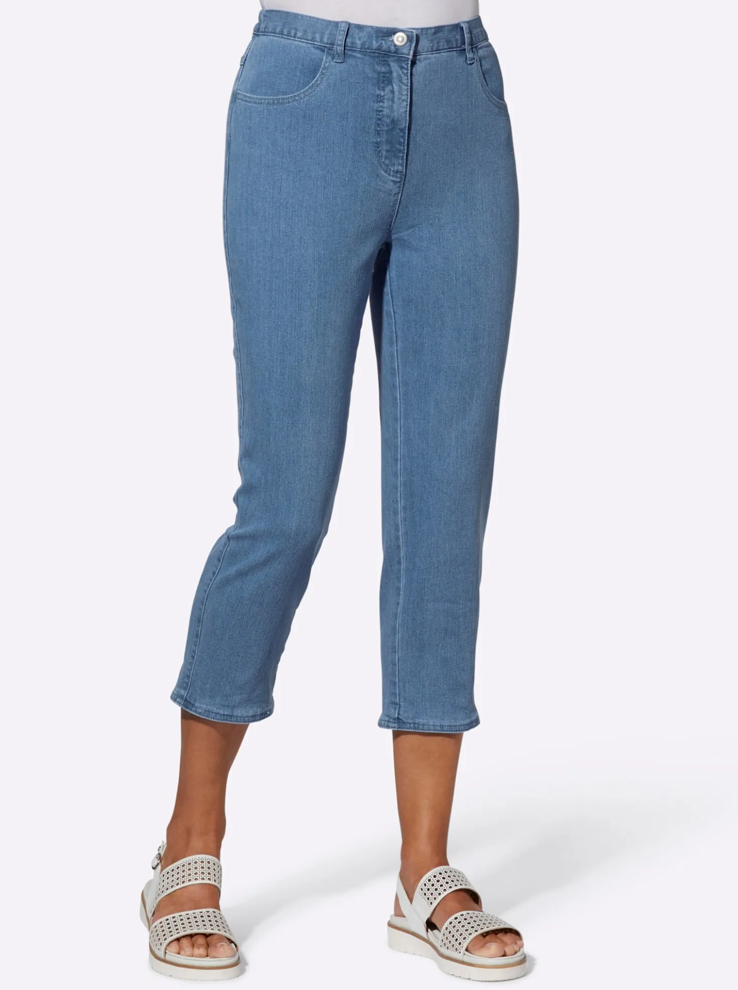 7/8-Jeans mit Schmuckknöpfen