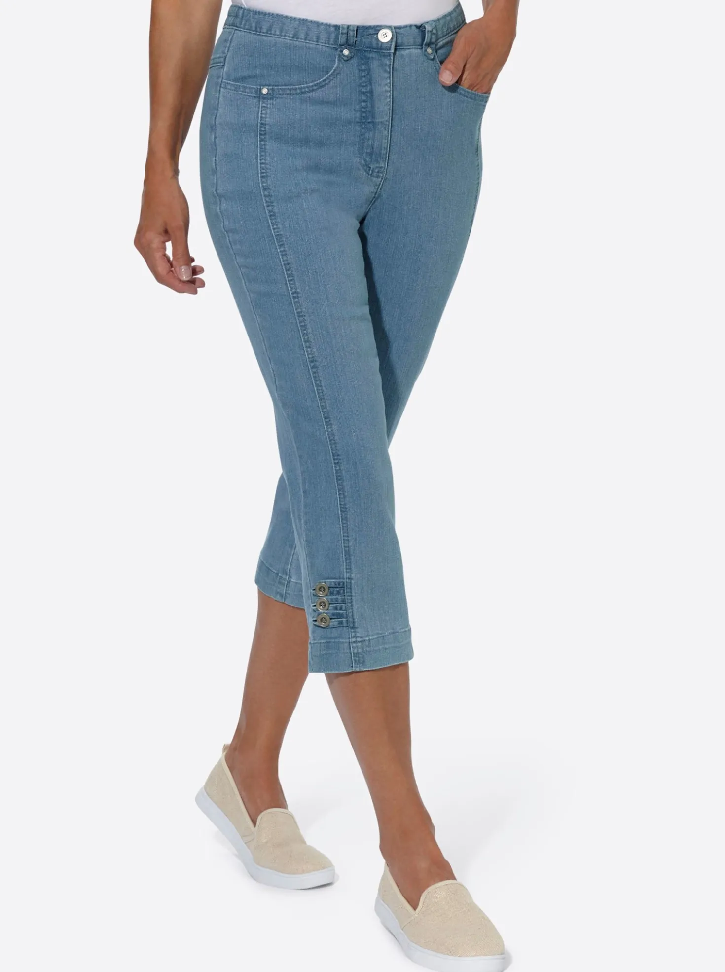 7/8-Jeans mit seitlichem Dehnbund
