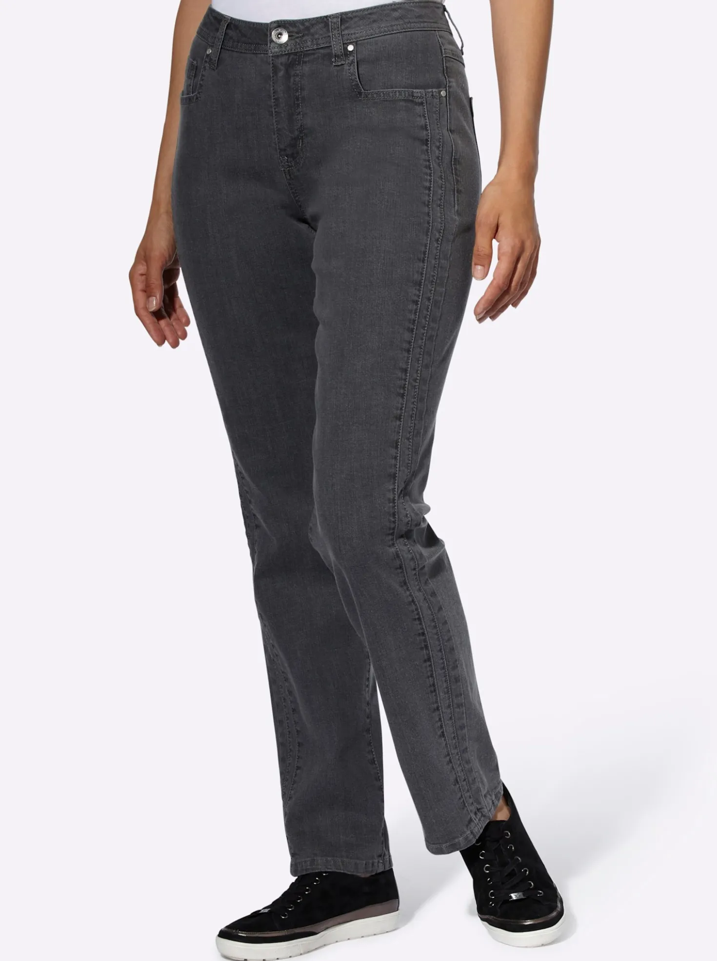Jeans mit seitlicher Biesenverzierung