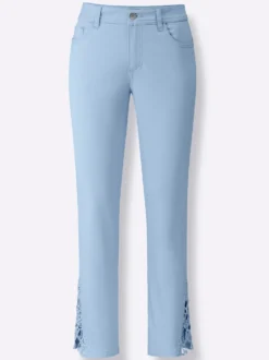 7/8-Jeans mit Spitzen-Einsatz