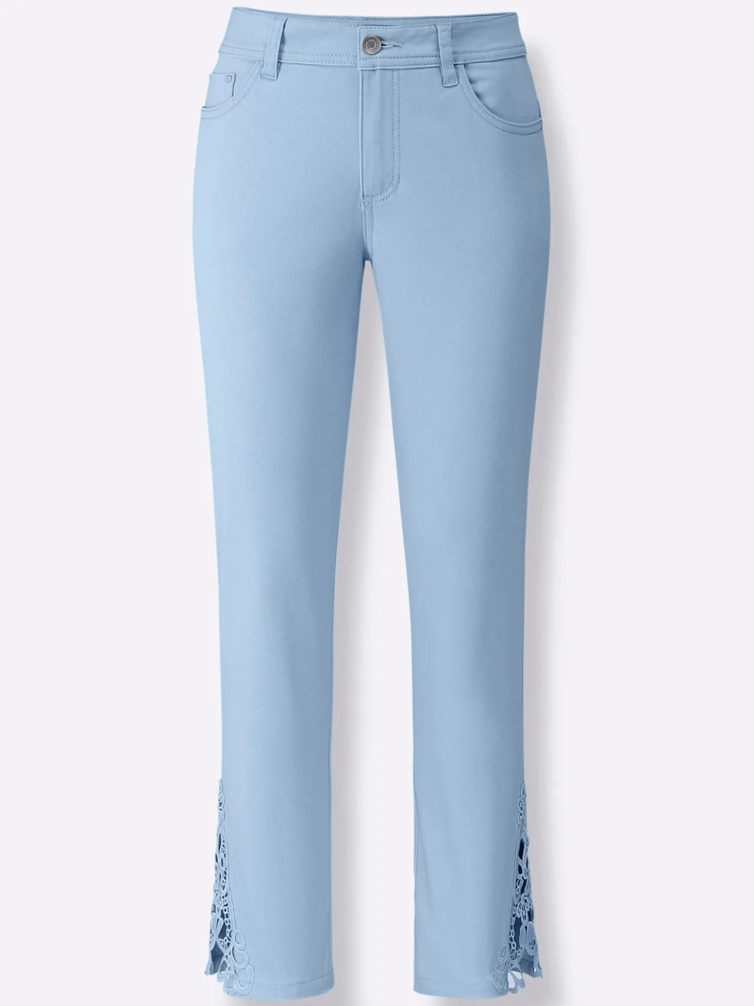 7/8-Jeans mit Spitzen-Einsatz