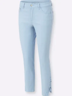 7/8-Jeans mit Spitzen-Einsatz