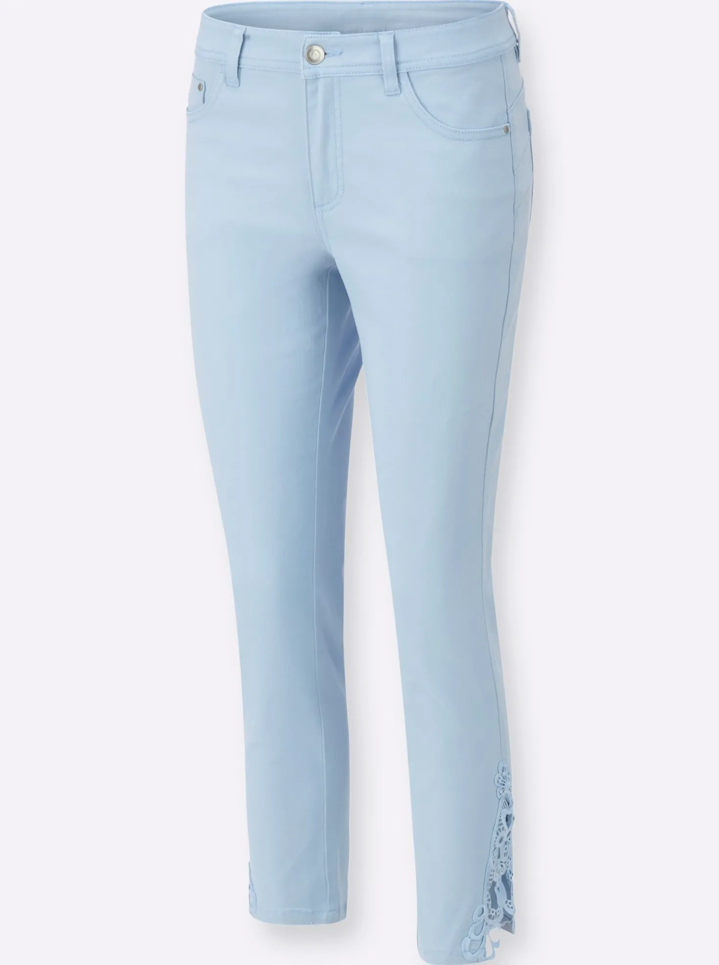 7/8-Jeans mit Spitzen-Einsatz