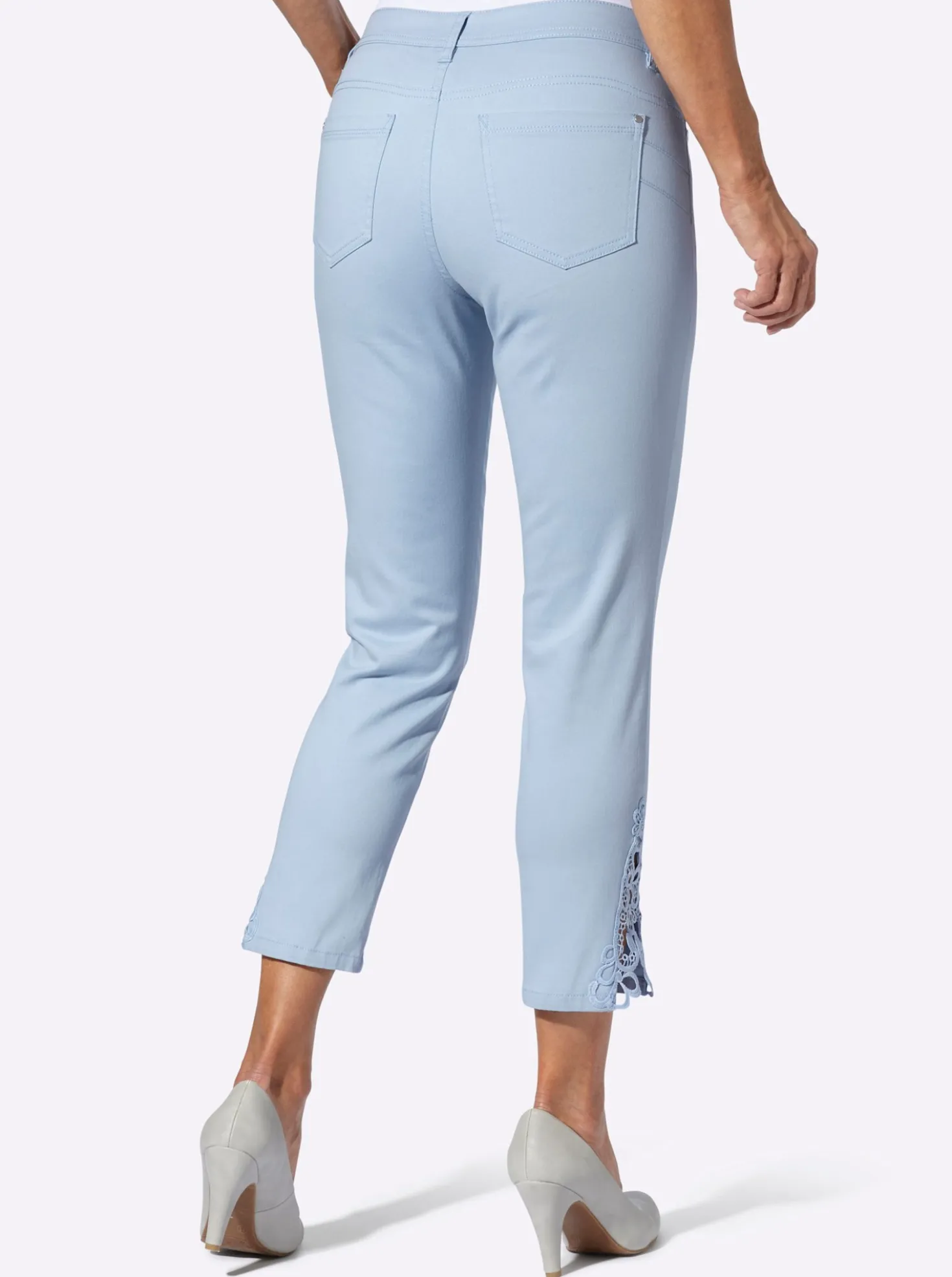7/8-Jeans mit Spitzen-Einsatz