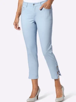 7/8-Jeans mit Spitzen-Einsatz