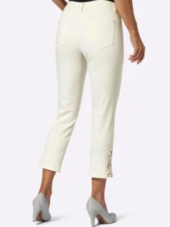 7/8-Jeans mit Spitzen-Einsatz