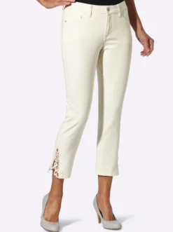 7/8-Jeans mit Spitzen-Einsatz