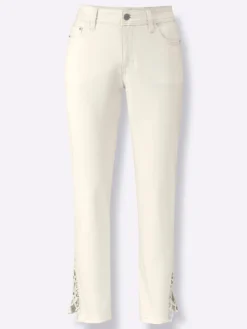 7/8-Jeans mit Spitzen-Einsatz