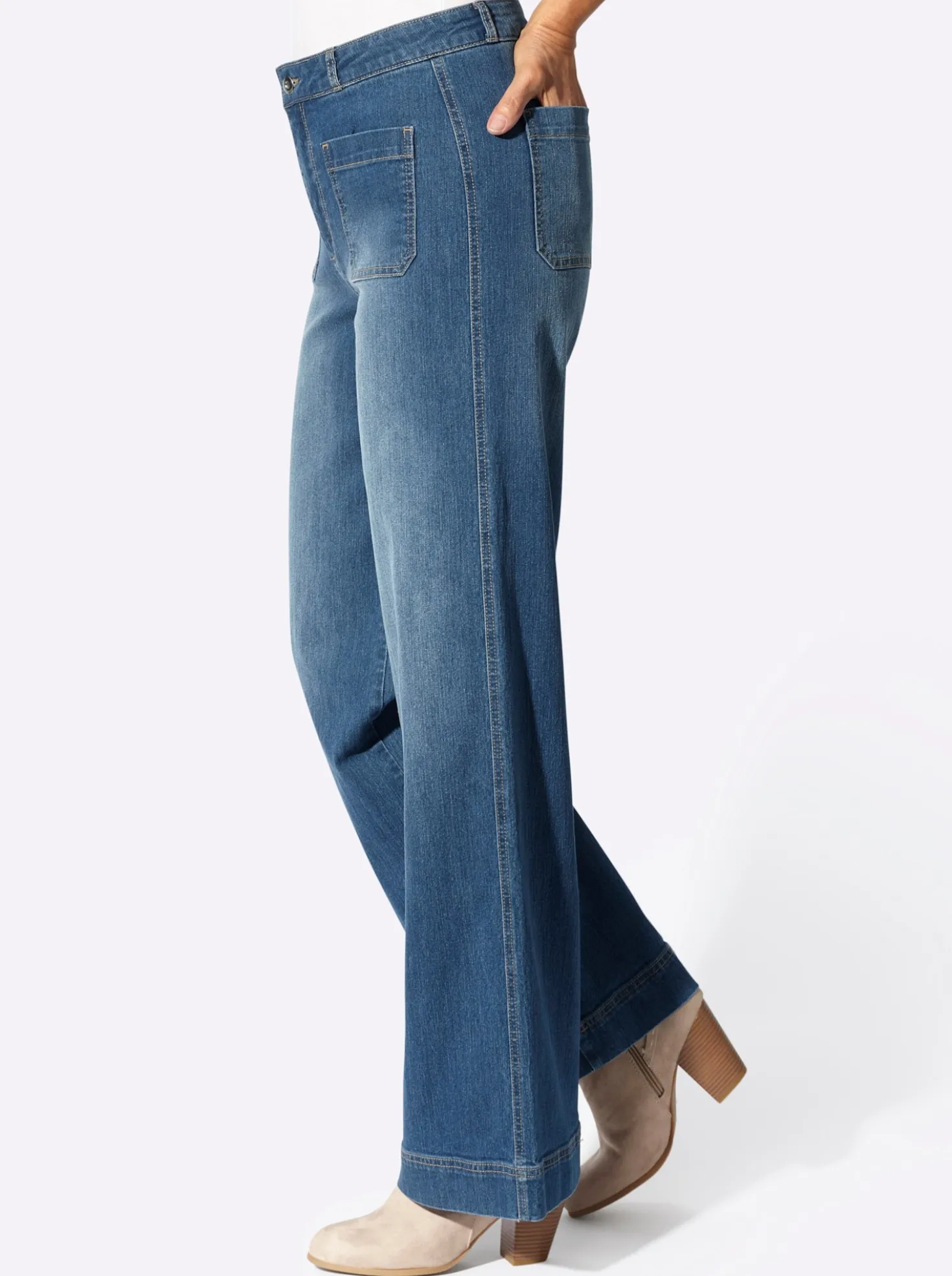 Jeans mit Steppnähten, kontrastfarben