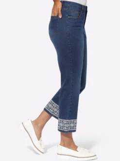 7/8-Jeans mit Stickerei am Beinabschluss