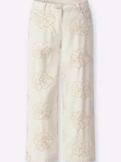 7/8-Jeans mit Stickerei rundum