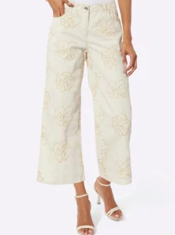 7/8-Jeans mit Stickerei rundum