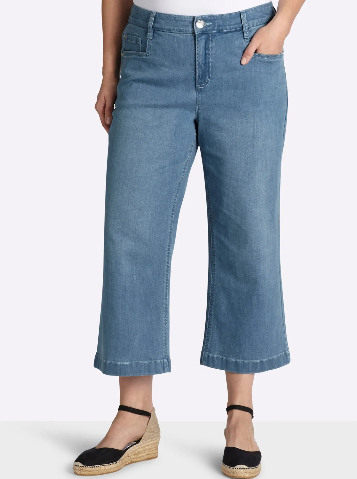 7/8-Jeans mit weitem Bein