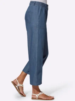 7/8-Jeans mit Ziernaht vorne, weites Bein