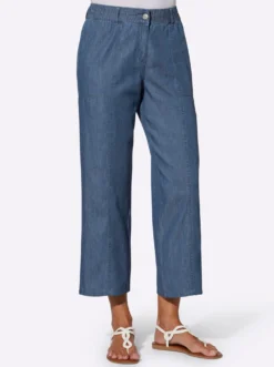 7/8-Jeans mit Ziernaht vorne, weites Bein