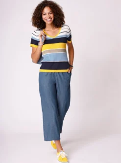 7/8-Jeans mit Ziernaht vorne, weites Bein
