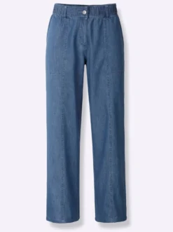 7/8-Jeans mit Ziernaht vorne, weites Bein