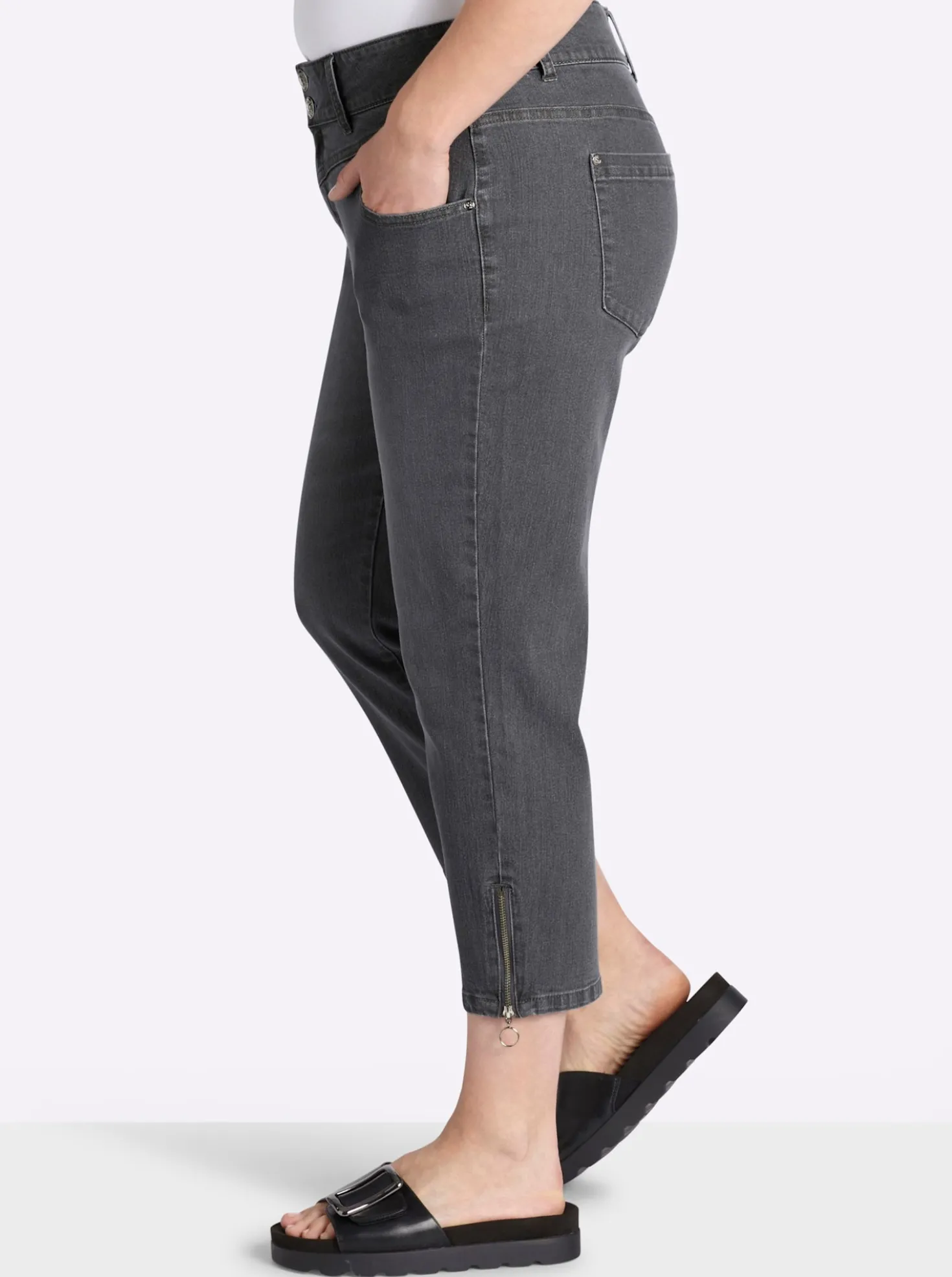 7/8-Jeans mit Zipper am Saum