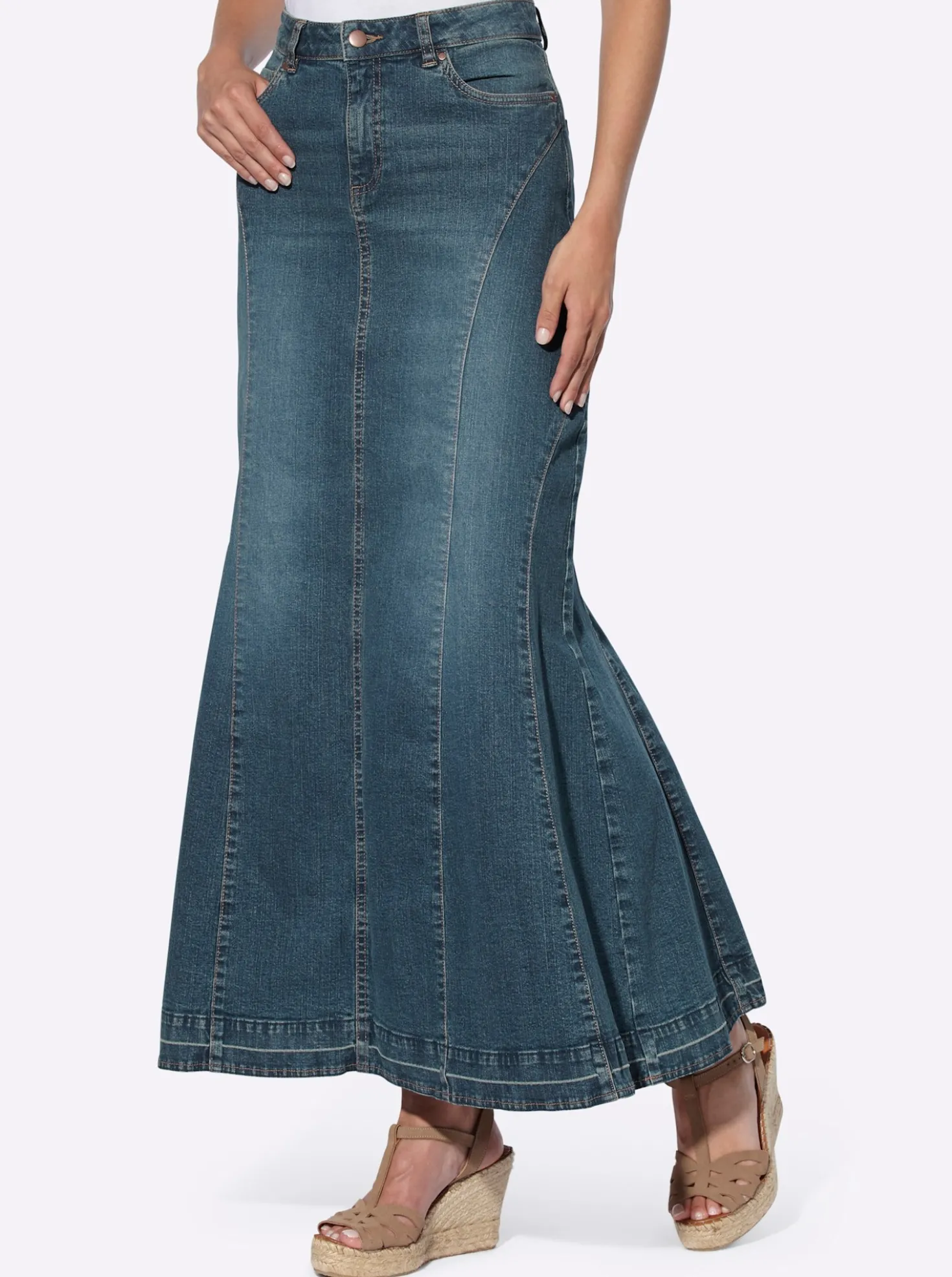 Jeansrock in Godet-Form