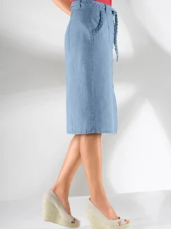 Jeansrock mit Flecht-Gürtel