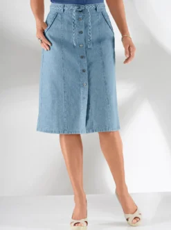 Jeansrock mit Flecht-Gürtel
