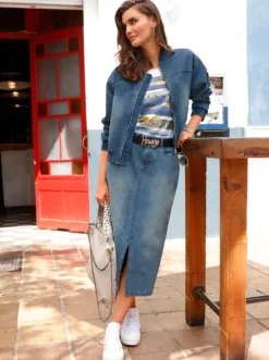 Jeansrock mit Gehschlitz vorne