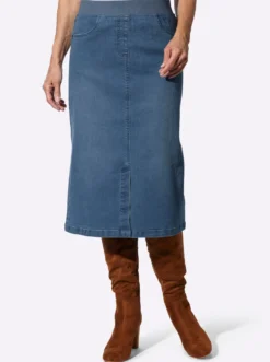 Jeansrock mit geripptem Dehnbund
