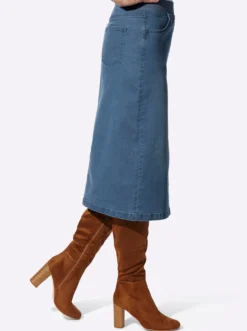 Jeansrock mit geripptem Dehnbund