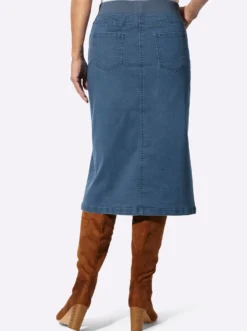Jeansrock mit geripptem Dehnbund