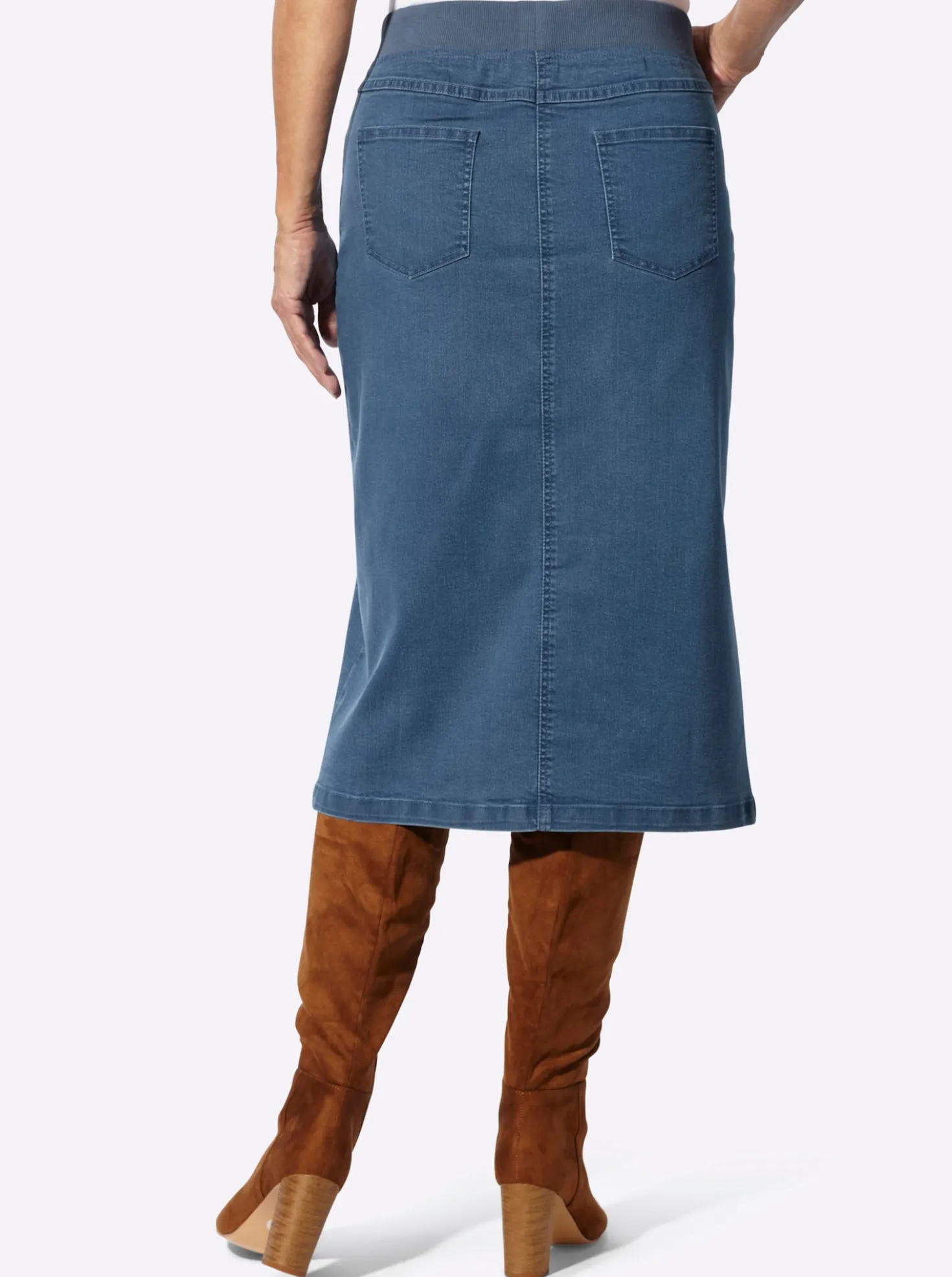 Jeansrock mit geripptem Dehnbund