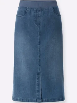 Jeansrock mit geripptem Dehnbund