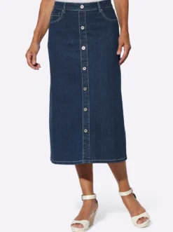 Jeansrock mit Zierknopfleiste