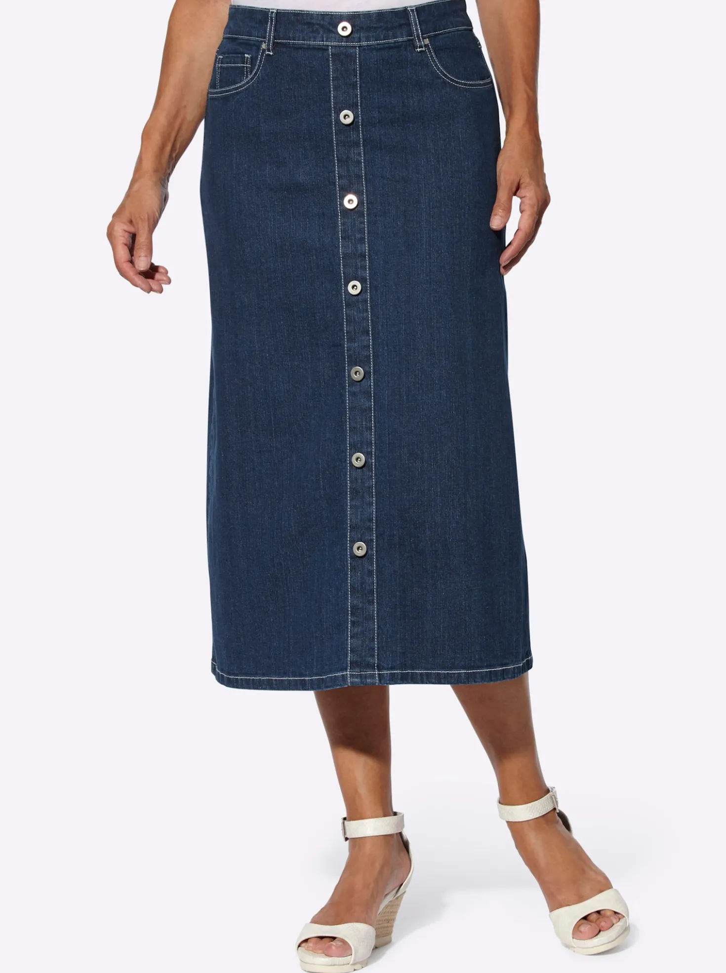 Jeansrock mit Zierknopfleiste