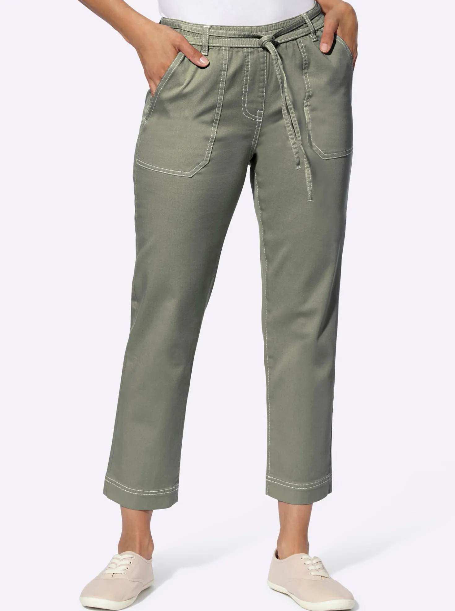 7/8-Jeans Schlupfform, mit Dehnbund