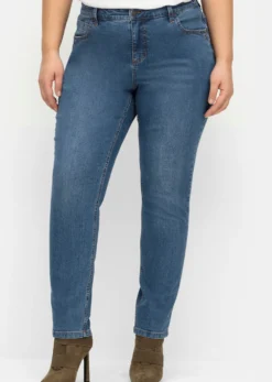 Jeans schmal, mit extra-weitem Oberschenkel