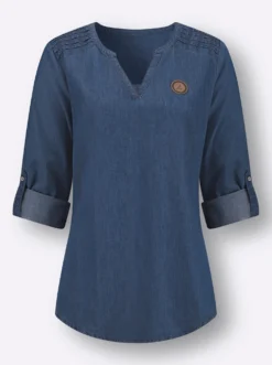 Jeanstunika mit Biesenverzierung