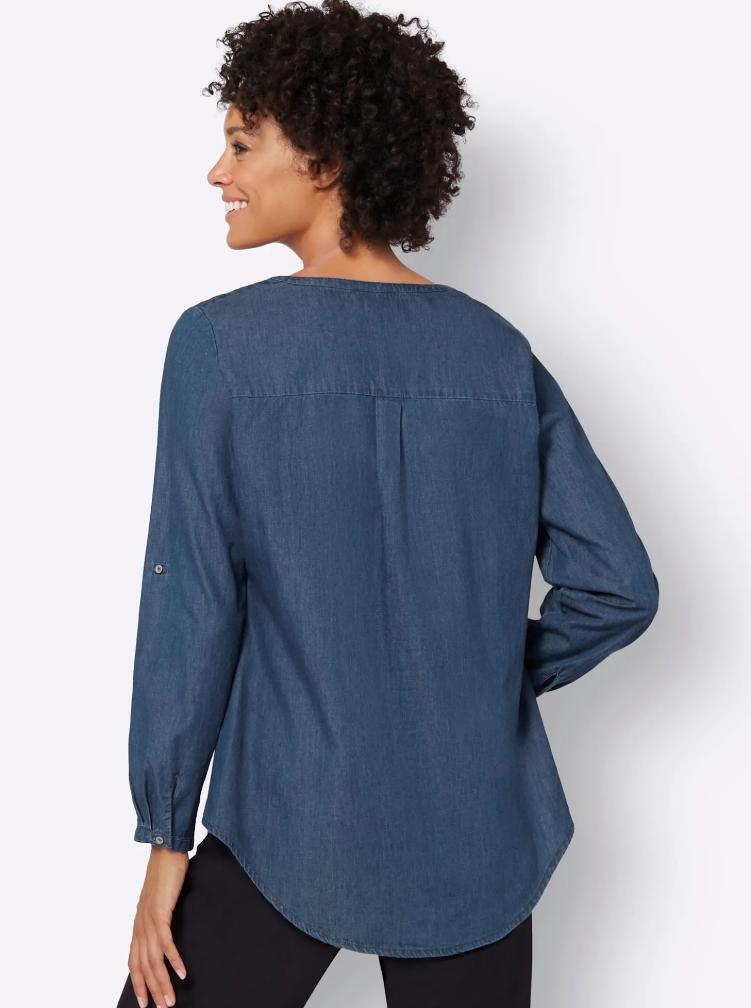 Jeanstunika mit Biesenverzierung