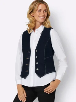 Jeansweste mit tailliertem Schnitt